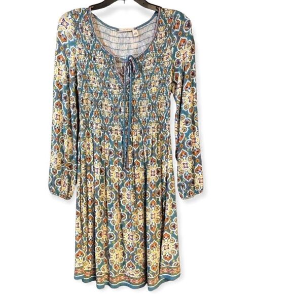 Chelsea & Violet XS Turquoise LibertyFloral Cottagecore Smocked BOHO Dress - Picture 1 of 6